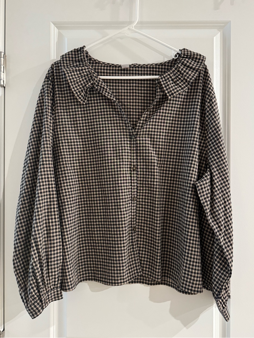 Old Navy Black and Cream Gingham Button-Down Shirt
